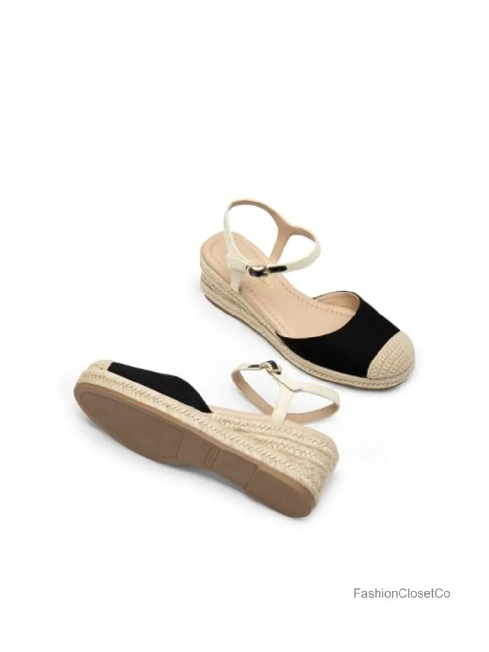 Espadrille Platform Wedge Sandals with Cushioned Insole and Ankle Strap Buckle